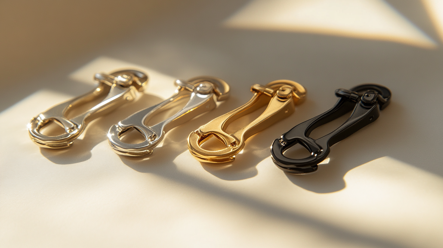 Spring-loaded clip mechanisms in silver, gold, and black